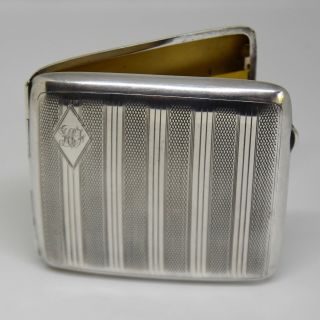 Solid Silver Art Deco Cigarette Case Birmingham 1929 Thomas & Marshall