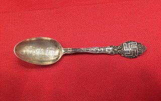 Vintage High School Tacoma Wash Swastika Sterling Silver Souvenir Spoon