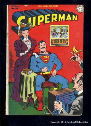 Superman 35 Dc Comic Book 1945 Vg White Pages.