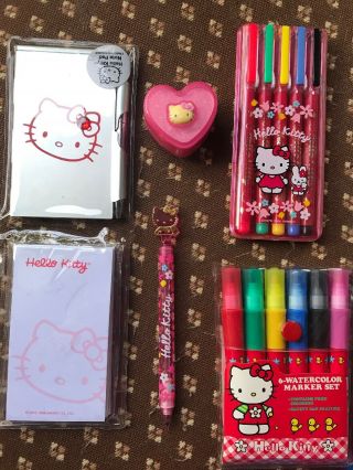 Vintage Hello Kitty Stationery Set,  Pens,  Markers,  Notepad