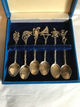 Vintage 900 Sterling Silver Salt Cellar Spoon ‘ Turtle Finial Size 3“ M127
