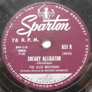 The Ellis Brothers Sneaky Alligator / Wow Baby Canada 1958 Doo Wop Sparton 78