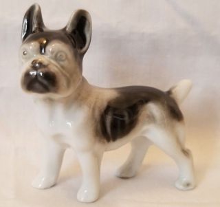 Vtg French Bulldog Dog Figurine Porcelain Ceramic Figure Japan Black White
