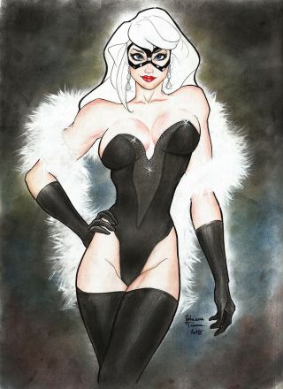 Black Cat By Adriana Tavares - Art Pinup Drawing