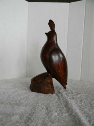 Vintage Wood Quail Figurine - Hand Carved In Mexico - 8 " High X 4 1/2 " Wide