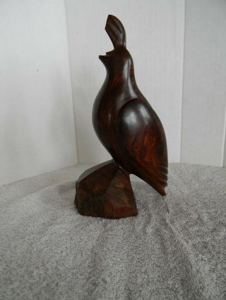 VINTAGE WOOD QUAIL FIGURINE - HAND CARVED IN MEXICO - 8 