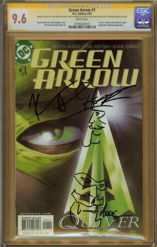 Green Arrow 1 Cgc 9.  6 Ss Phil Hester & Andre Parks W/sketches,  Kevin Smith