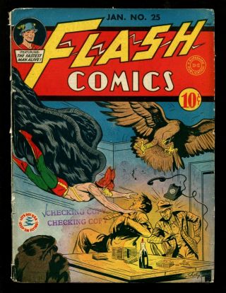 Flash Comics 25 Vg Moldoff Hawkman 2nd Hawkgirl (1st Cover) Johnny Thunder Whip