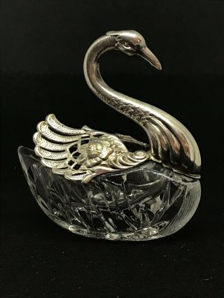 Vintage Sterling Silver Swan Open Salt.