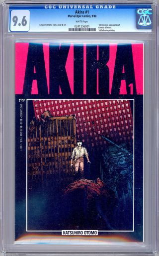 AKIRA 1 - 2 CGC 9.  6 - 9.  6 NM KATSUHIRO OTOMO STORY COVER & ART MARVEL/EPIC 1988 2