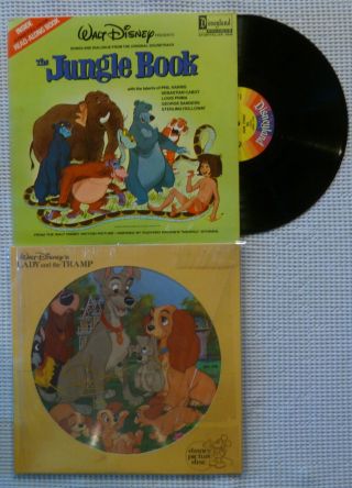 Disney Orig 2lp Jungle Book Read - Along Lady And The Tramp Picture Disc Vinyl Ex