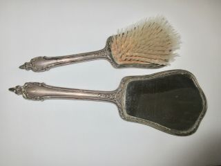 Antique Sterling Silver Hallmarked Vanity Brush and Mirror Set 2