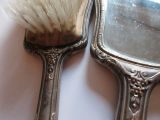 Antique Sterling Silver Hallmarked Vanity Brush and Mirror Set 3