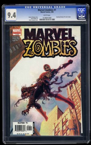 Marvel Zombies 1 Cgc Nm 9.  4 White Pages Fantasy 15 Cover Swipe