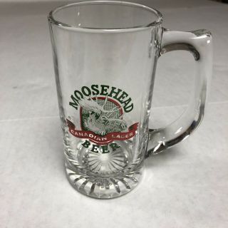 Vintage Glass Moosehead Canadian Lager Beer Stein Mug Quality & Tradition