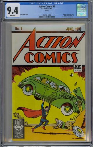 Action Comics 1 Cgc 9.  4 Nm Wp Reprints Superman 