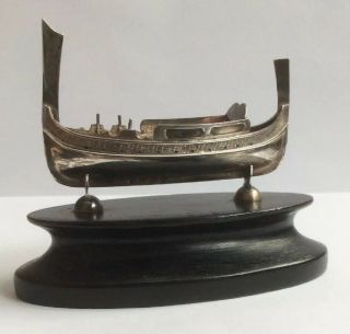 Antique Hallmarked Solid Silver Model Of Traditional Maltese Luzzo Fishing Boat.