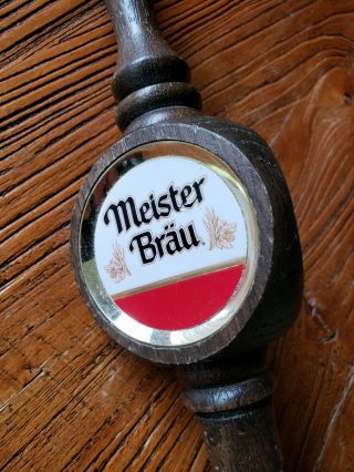 Vintage Meister Brau 3 Sided Wooden Beer Tap Handle - 12 