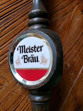 Vintage Meister Brau 3 Sided Wooden Beer Tap Handle - 12 
