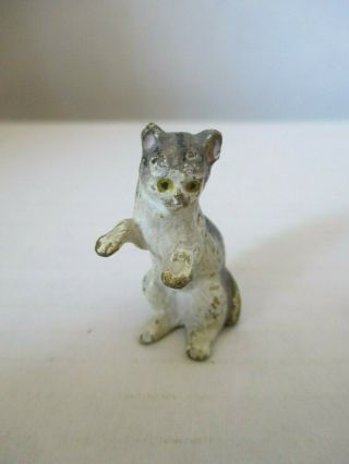 Vintage Austrian Cold Painted Bronze Miniature Sitting Up Cat Figure