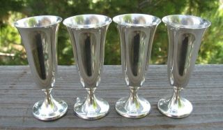 Set Of 4 Gorham Sterling Silver Cordials / Shot Glasses 951 Liquor / Barware