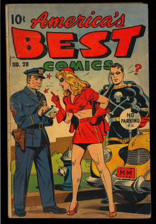 America’s Best Comics 28 Miss Masque Black Terror Cover Nedor 1948 Vg -