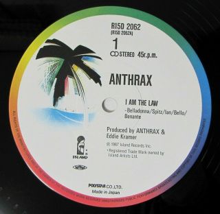 Anthrax / I Am The Law / Island R15D 2062 / JAPAN LP OBI Vinyl D380 3