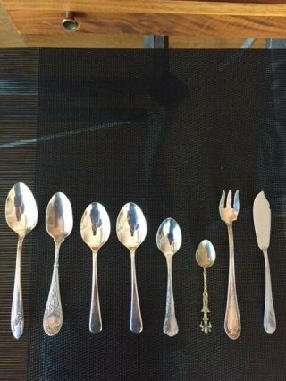 Sterling Silver Spoons,  Butter Knife And Cocktail Fork [8]