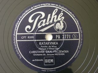 Polish Songs Christiane Daal - Paczewska French 78rpm Pathe Pa 2771