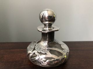 Vintage sterling silver overlay and glass perfume bottle 4