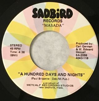 Masada - A Hundred Days And Nights / We All Get Down 7 " 45 Vinyl 1968 Psych Rare