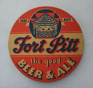 Old Vintage Fort Pitt Beer Coaster - Unusual Design