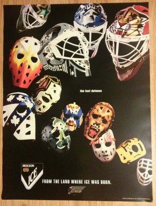 Molson Ice Beer Poster Nhl Hockey Goalie Masks By Greg Harrison Last Defense
