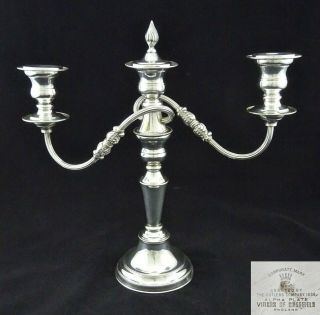 Viners 3 Sconce Ornate Candelabra Candle Stick Silver Plate Alpha Sheffield