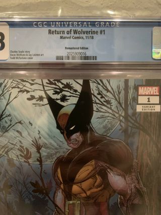 Return Of Wolverine 1 - 1:500 McFarlane Remastered Variant - CGC 9.  8 NM/MT 2