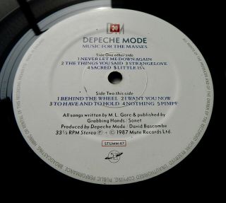 DEPECHE MODE Music For The Masses 1987 UK MUTE VINYL EMBOSSED COVER w/INNER 6