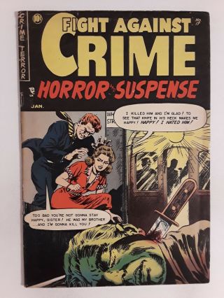 Fight Against Crime 17 (fn - 5.  5) 1954 Wildey E.  C.  Story Swipe/knife Thru Neck - C