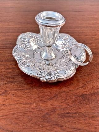 Gorham Co.  Sterling Silver Floral Repousse Chamberstick: No Monogram