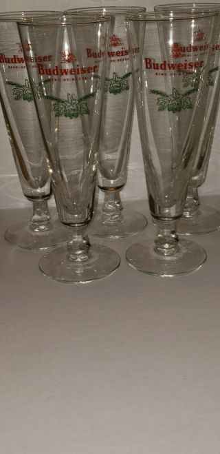 5 Vintage Budweiser King Of Beer Tall Glass Goblets