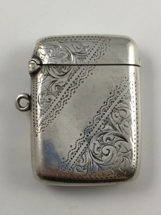 Hallmarked Silver Vesta Case Match Safe.  Birmingham,  S.  Blanckensee & Sons,  1899