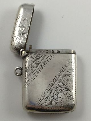 Hallmarked Silver Vesta Case Match Safe.  Birmingham,  S.  Blanckensee & Sons,  1899 3