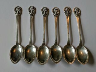 Set Of 6 Denmark Sterling Demitasse Spoons