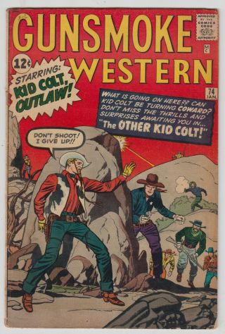 Gunsmoke Western 74,  Jack Kirby,  Kid Colt Outlaw,  Marvel 1963,  G/vg R