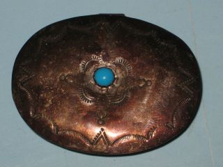 Vintage Sterling Silver Hinged Pill Box W/ Blue Stone Marked Jc