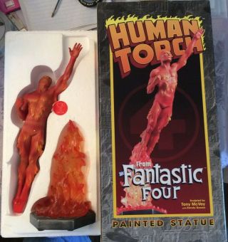 Bowen Designs Human Torch 14” Full Size Painted Statue By Tony Mcvey 492/4000mib