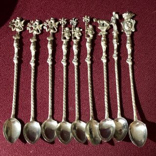 Montagnani Silver Plate Iced Tea Spoons Made In Italy Signed Set Of (9) Nine
