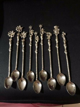 MONTAGNANI SILVER PLATE ICED TEA SPOONS MADE IN ITALY SIGNED SET OF (9) NINE 6