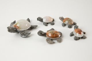 Authentic collectible family set of stone sea turtles from the Cayman Islands 2