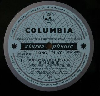 Columbia B/S - SAX 2392 - Karajan - Sibelius - Symphony No.  5 4