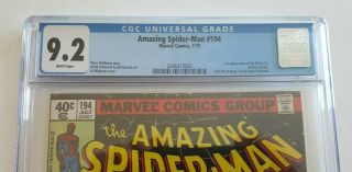 Spiderman 194 CGC 9.  2 WHITE PAGES 1st Black Cat Marvel Comics 2